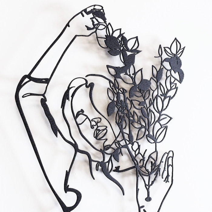 Wallity Coffee Girl Line Art- APT744 L Escultura de Pared
